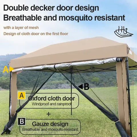 Utomhus 10x10 fot Pop-up-tält med tak, raka ben och 4 dubbla sidoväggar, perfekt direkt skydd för evenemang, luftventilation på toppen 8 best sales uppfällbart tält med kapell - №1