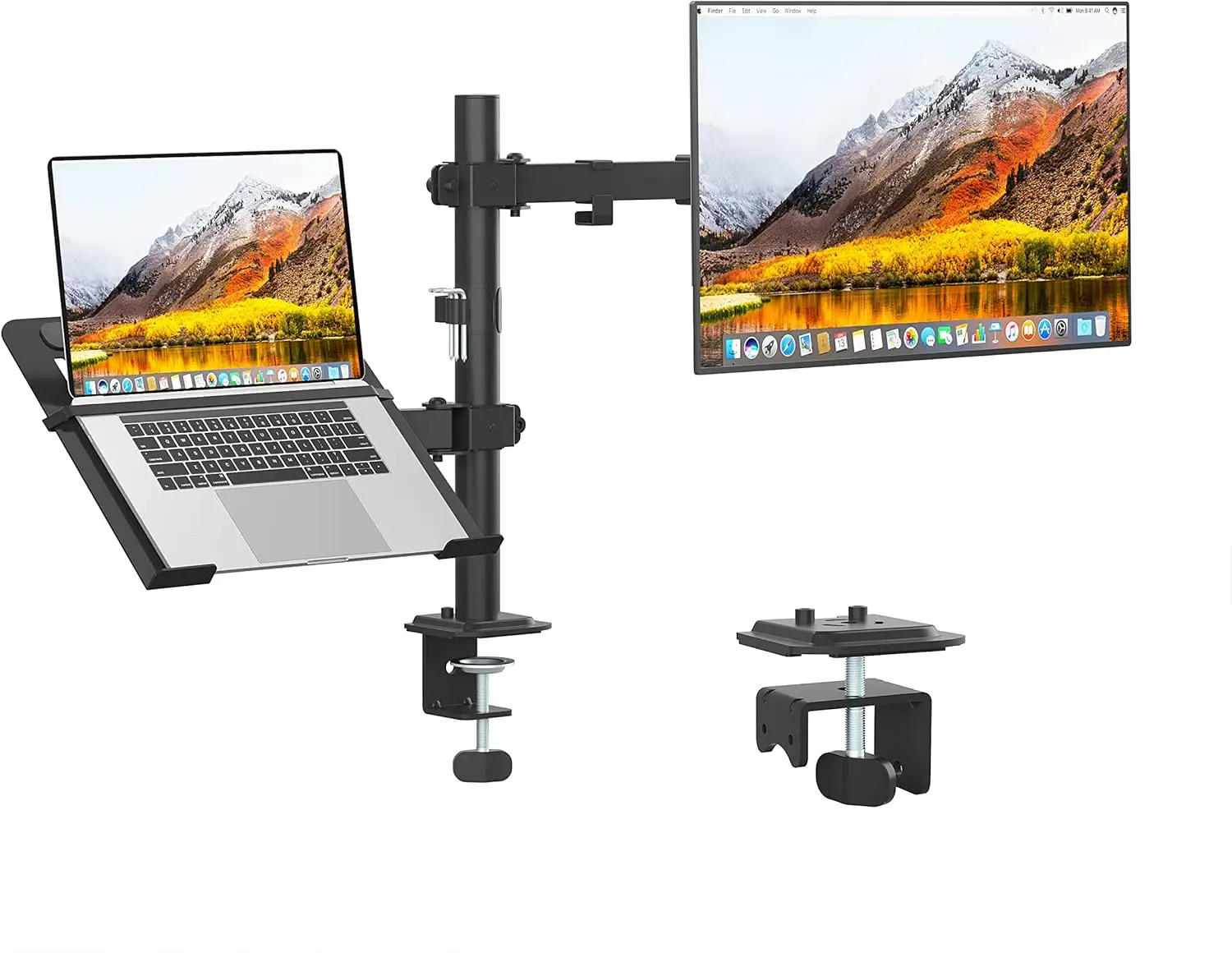 

Adjustable Monitor Arm with Vented Tray for 13-27" Screens & Laptop Mount up to 17", Holds 17.6lbs