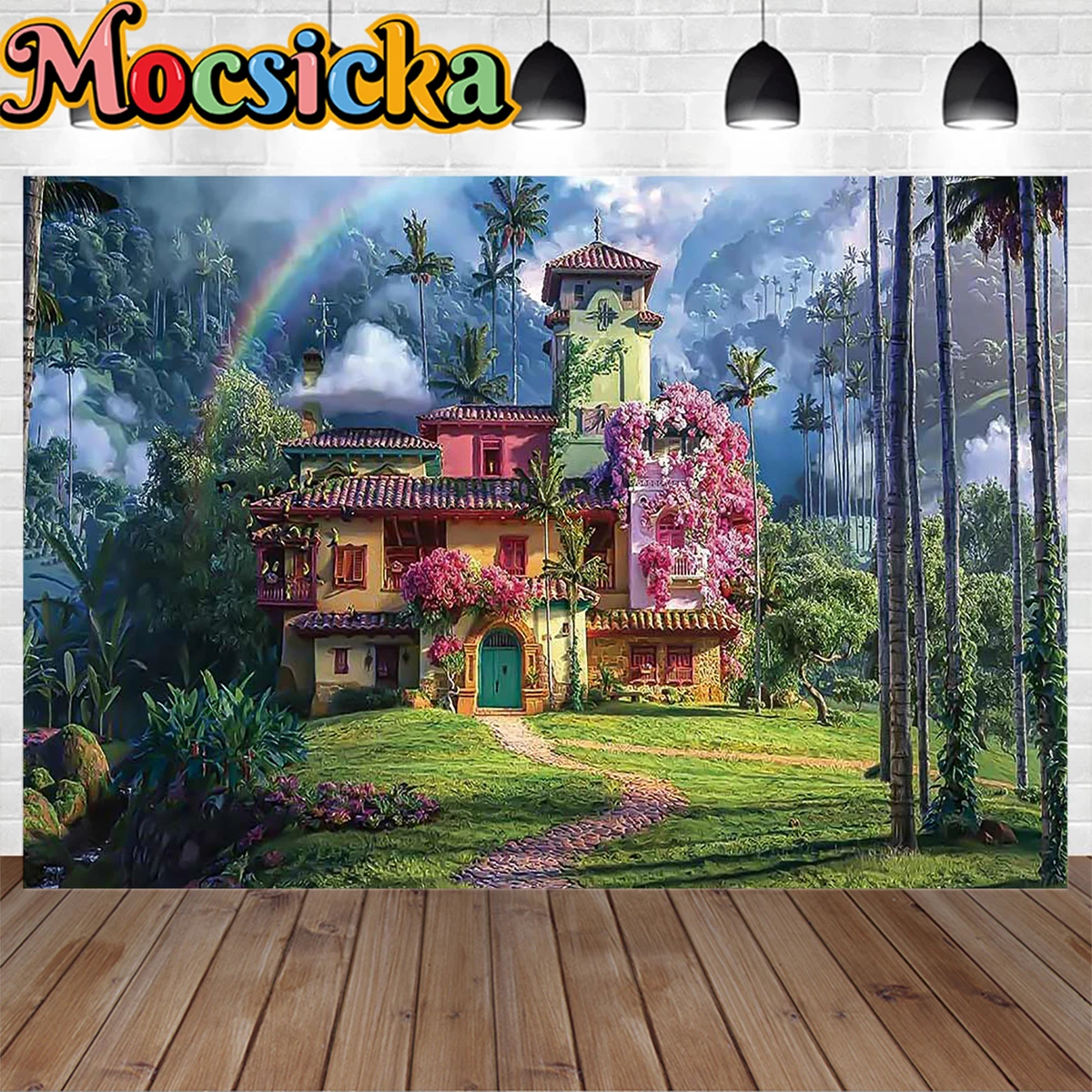 Magic Forest Castle Spring Green Studio Background Prop Rainbow Retro Girl Cake Smash Backdrop Decoration Newborn Portrait Photo