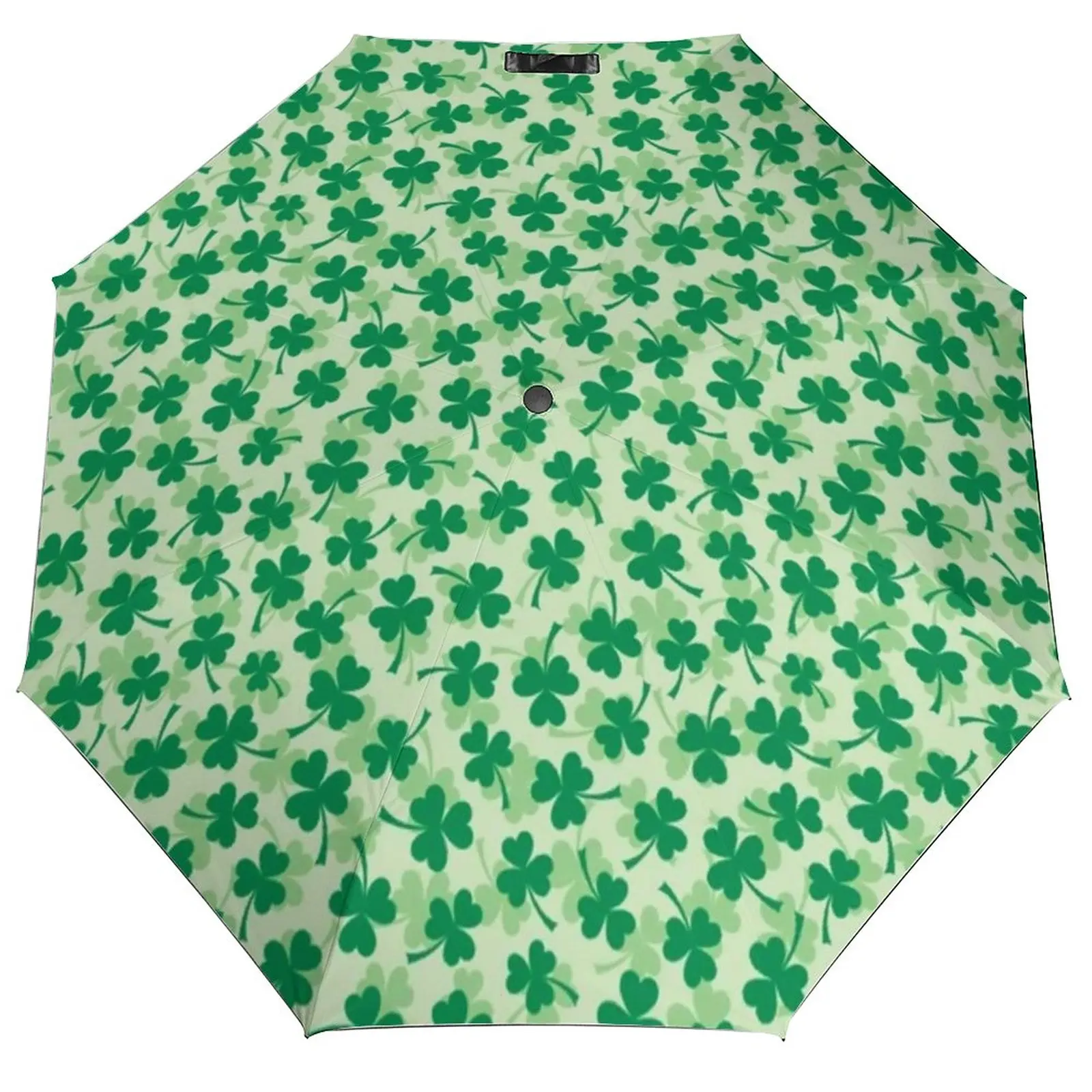 Green St Patricks Day Umbrella Three Leaf Print Windproof Summer Umbrella Creative Automatic Design Portable Umbrella