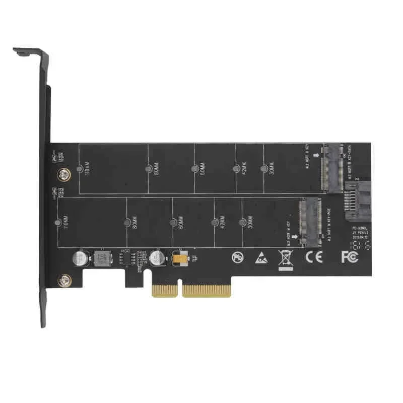 M.2 NVMe SSD NGFF TO PCI-E X4 adapter M Key B KEY Dual interface card Suppor PCI Express3.0 Dual voltage 12v+3.3v SATA3