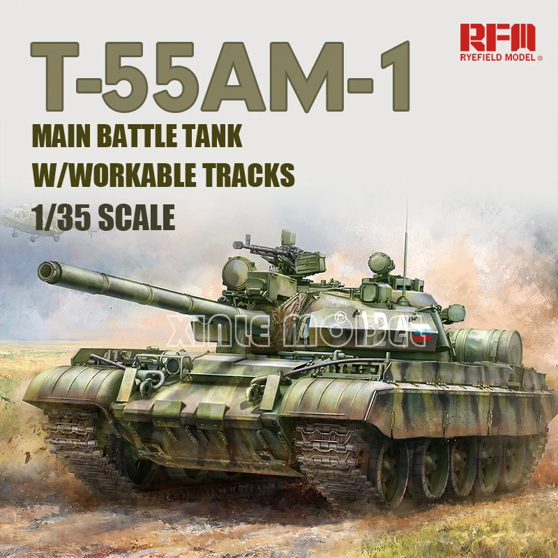 

Ryefield model plastic assembled tank model kit RM-5147 T-55AM-1 main battle tank, movable suspension/track 1/35