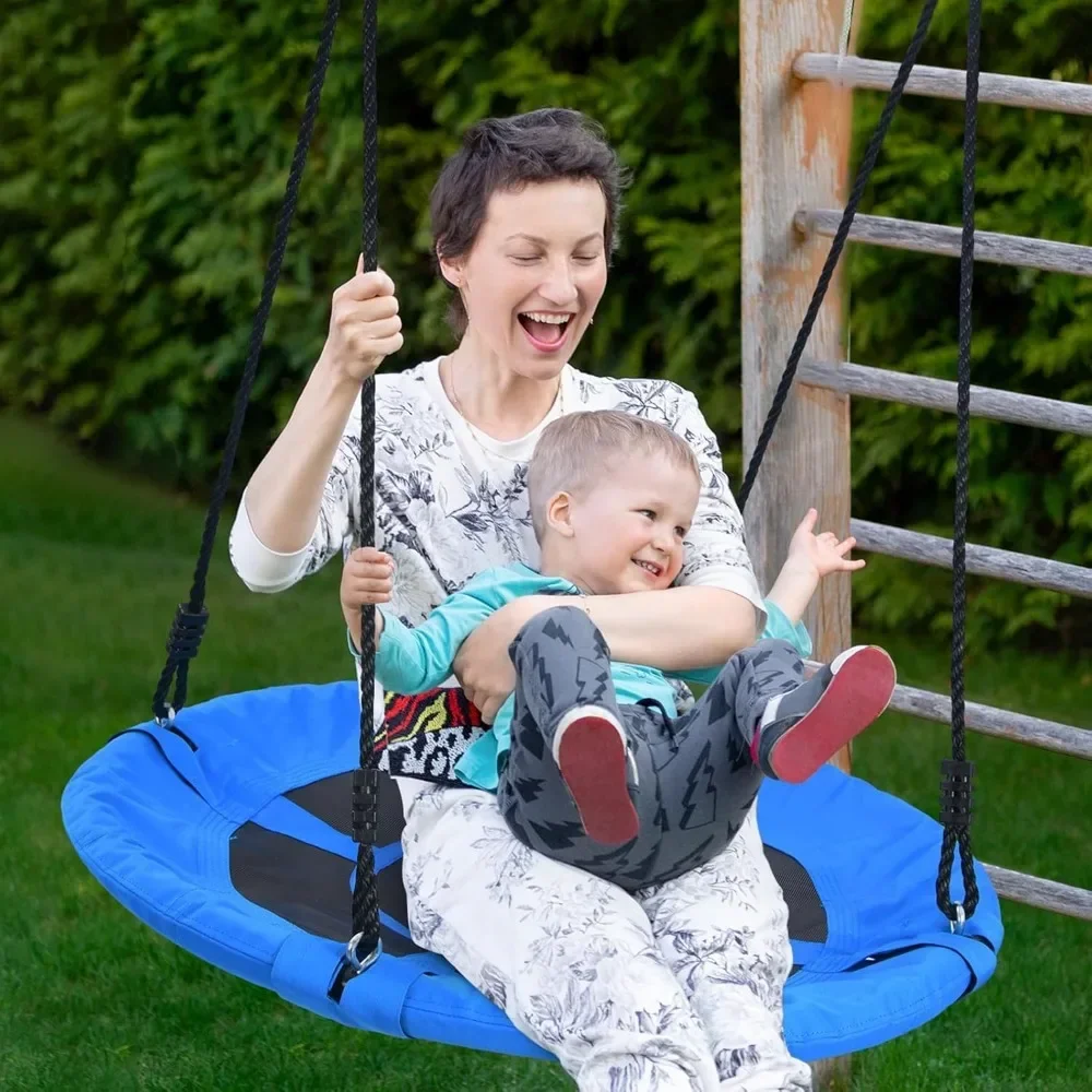 40 Inch Saucer Tree Swing for Kids Adults 900D Oxford Waterproof with 2pcs Tree Hanging Straps, Steel Frame and Adjustable Ropes