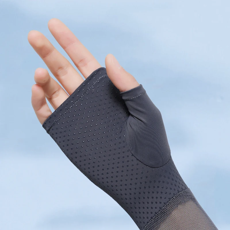 Fingerless UV Protection Arm Sleeves Driving Cycling Women Summer Mesh Breathable Arm Cover Travel Ice Silk Cooling Sun Sleeves view 6