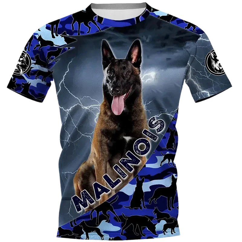 

Fashion Men's Sports T-shirt Dutch Belgian Shepherd 3d Print Outdoor Casual Clothing Pet Dog Work Uniform Short Sleeve Tops