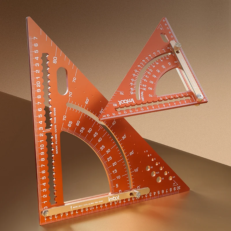 IMBOT Carpenter's Triangle Ruler Adjustable Stainless Steel for Woodworking and Carpentry Durable and Easy to Use