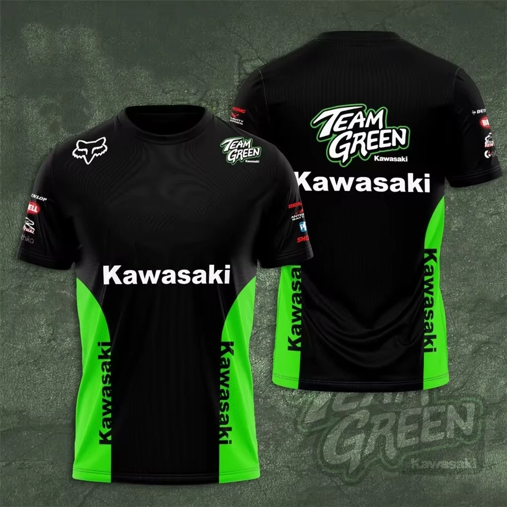 Kawasaki Racing Team Men T-shirt Summer Short Sleeve 3D Print Women Tee Shirts Motorcycle Sports Children Clothes Tops