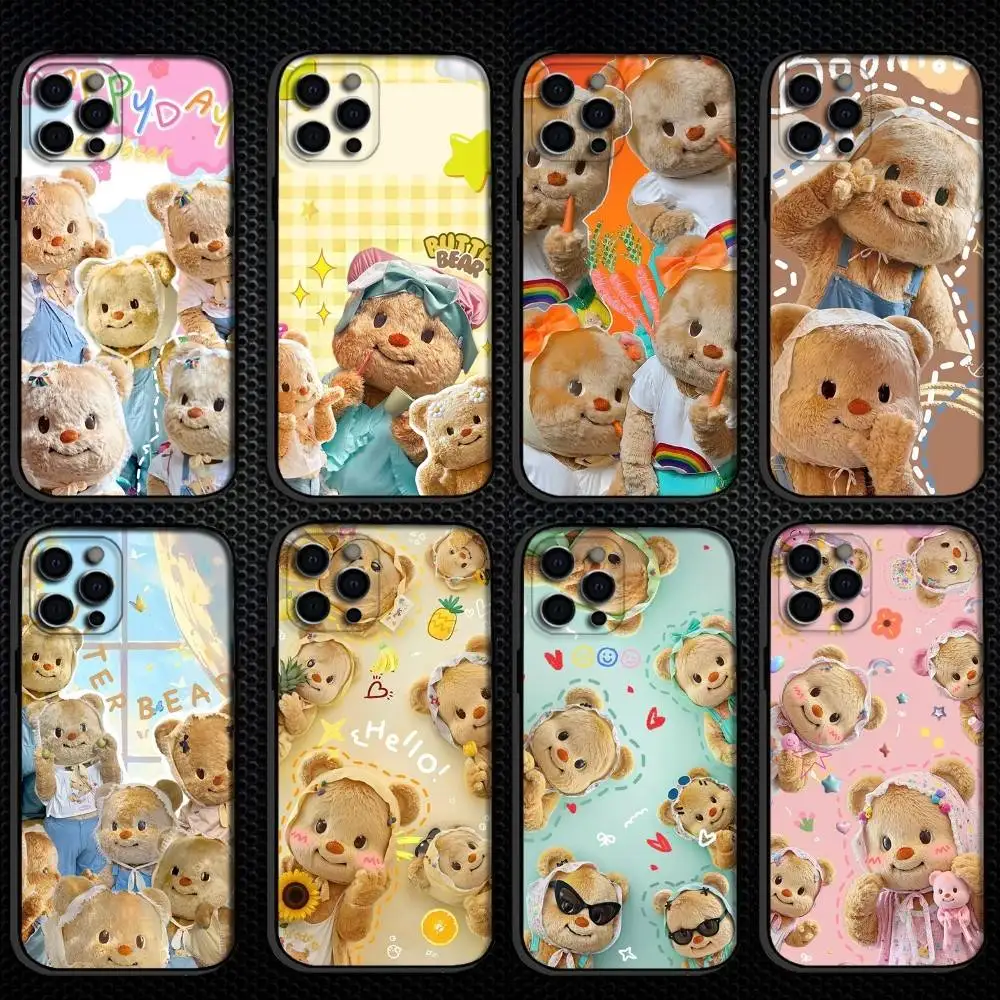 

Adorable Butter Bears Phone Case For iPhone 16,15,14,13,12,11 Plus,Pro Max, Others Soft Black Cover