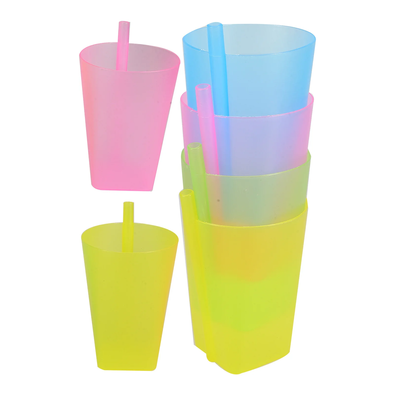 

6Pcs Toddler Water Cups Candy Color Reusable Plastic Sippy Cup with Straw Sippy Cup Straw Cups for Kids