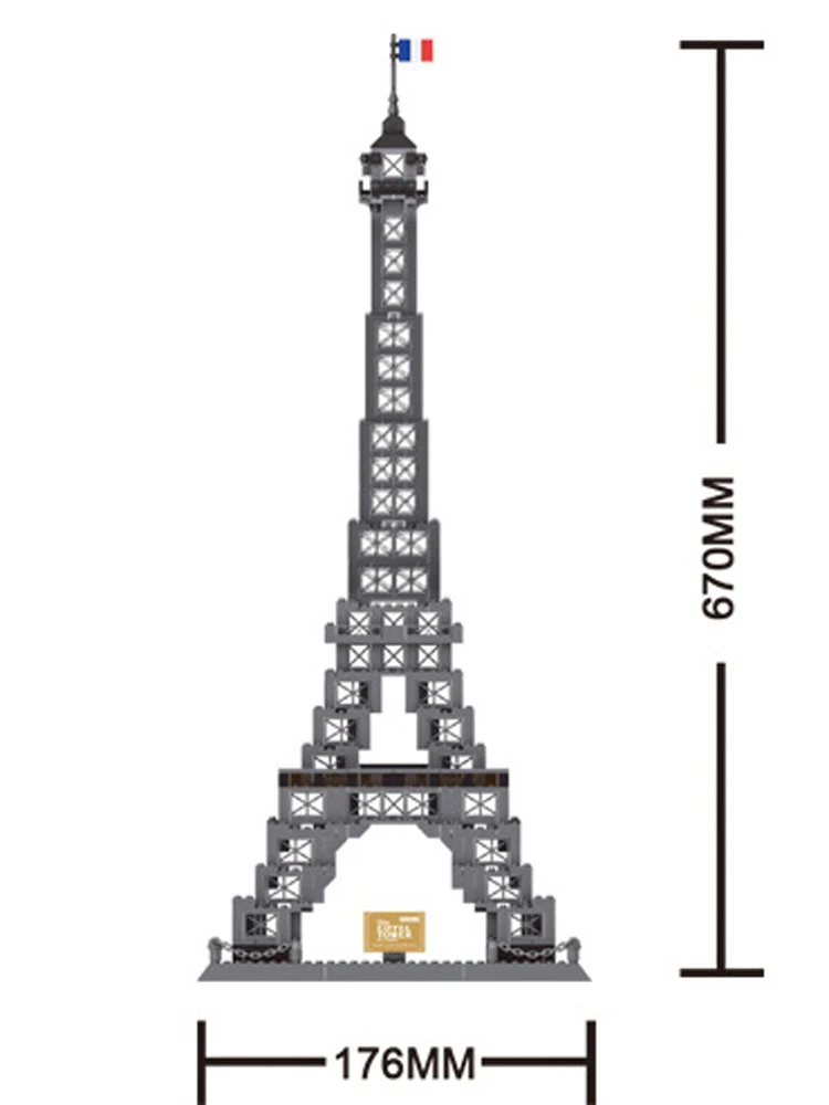 Ensembles de modèles d'architecture de monuments de renommée mondiale, blocs de construction, France, Paris, tour Eiffel, brique, Collection de jouets éducatifs