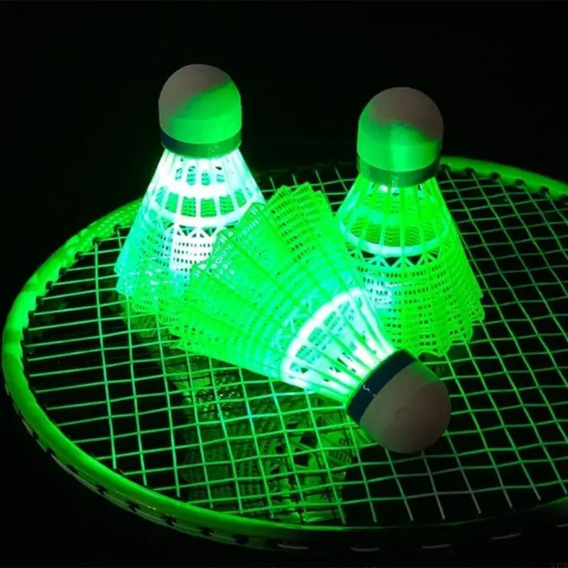4Pcs Sports Training LED Badminton Ball Badminton Shuttlecock Nylon Lighting Birdies Shuttlecocks for Indoor Activities 