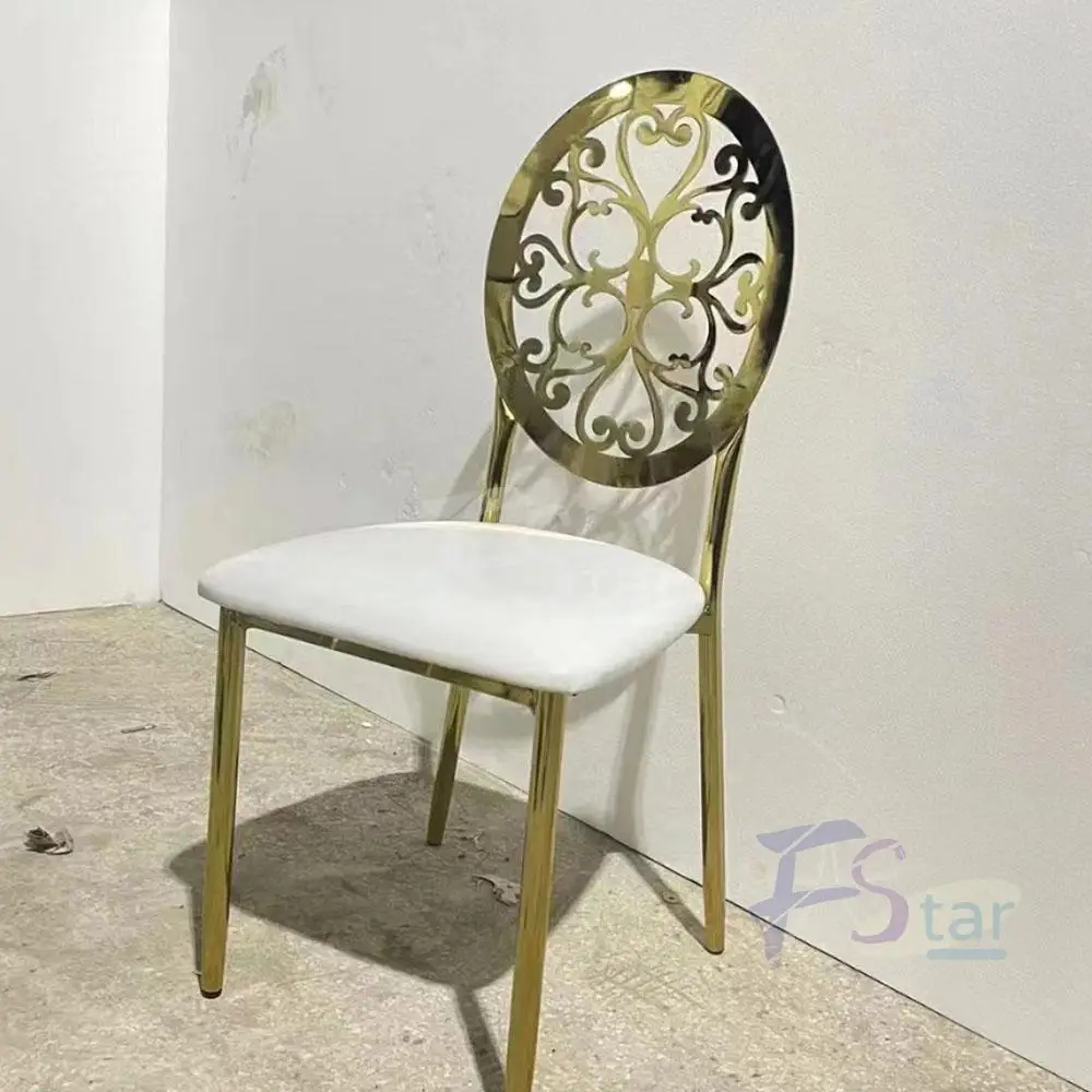 Hotel Furniture Luxury Gold Dining Chair Stainless Steel High Back Event Wedding Dining Chair