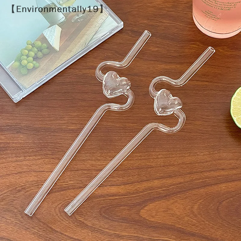 Creative Heat-resistant Transparent Glass Straw Milk Tea Juice Reusable Glass Twist Straws Bending Long Stem Sip Straw