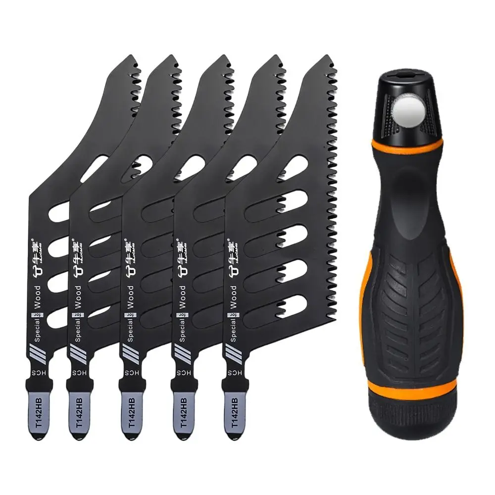 5pcs With Handle Flush Cutting Jigsaw Blade Special-Shaped Design Efficient Cutting High Carbon Steel Saw Blade