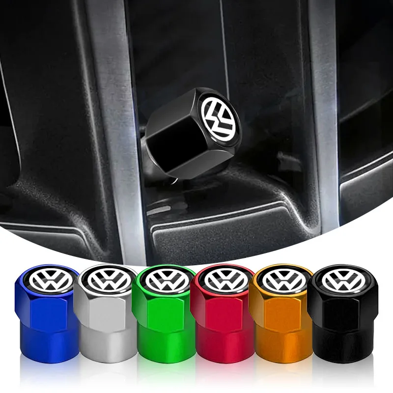 4Pcs 3D Styling Car Wheel Tire Valve Caps Stem Caps Decoration For Volkswagen B5 B6 B7 T4 T5 Golf 4 5 6 7 Polo Passat Tiguan Gol