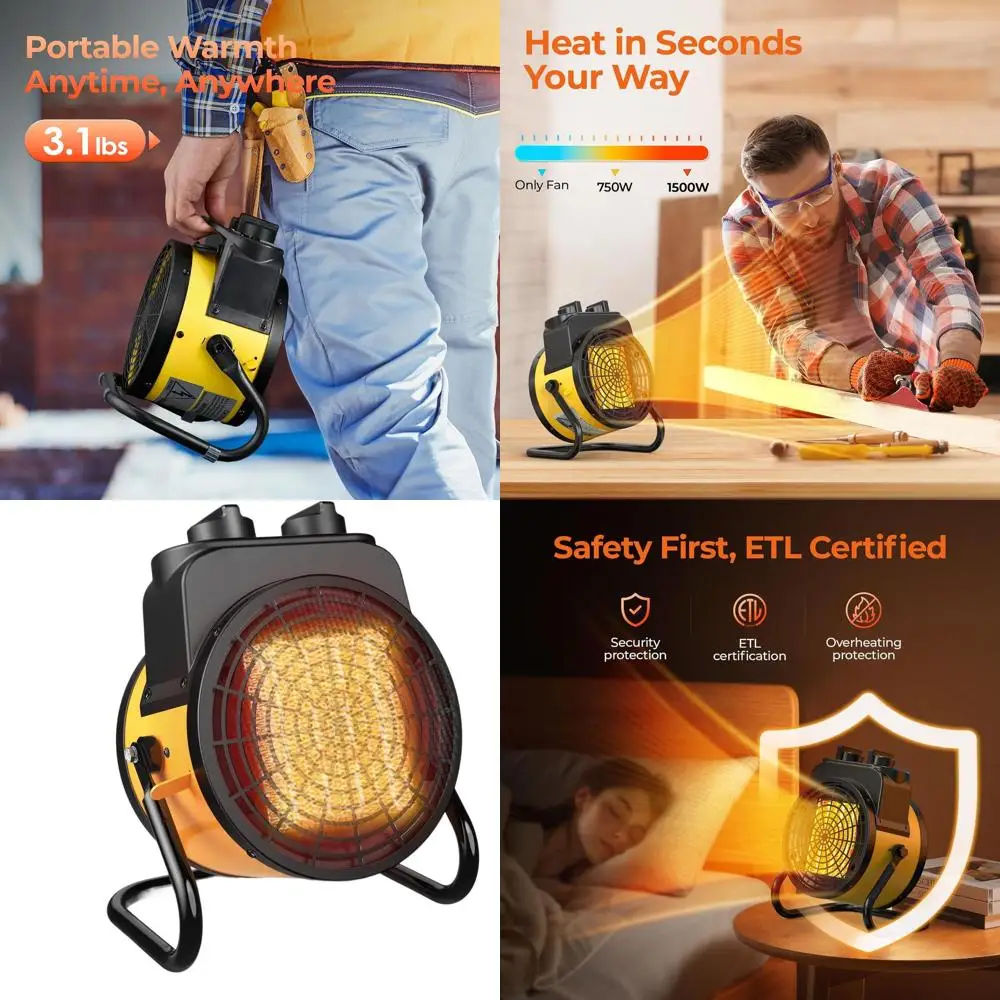 

1500W Outdoor Space Heater with Thermostat, Overheat Protection, 3 Heat Modes, 90° Tilt for Patio, Grow Tent, and Indoor Use