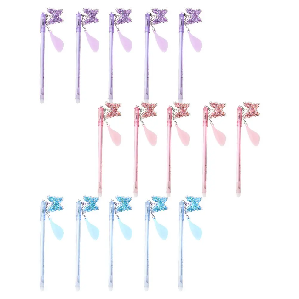 

15Pcs Creative Roller Pens with Butterfly Pendant Stylish Comfortable Grip Water-Based Ink Ideal for Writing Drawing Marking