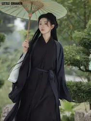 Weighing Hanboks Traditional Hanfu Woman Cape Cloak + Straight-front Robe + Top Pants Set Inner Wear Black Hanfu Cosplay