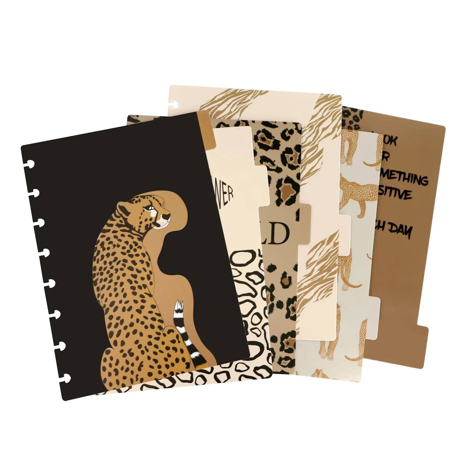 Cute Leopard A5 Loose Leaf Notebook Spiral Bindr Index Separator Page 6pcs Dividers Diary Journal Refill Paper School Stationery