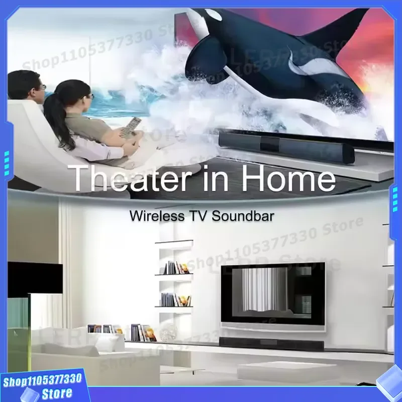Wireless TV Speaker Bluetooth 5.0 Home Cinema Surround Sound System with TF Card Aux RCA Input for FM Radio Audio Playback