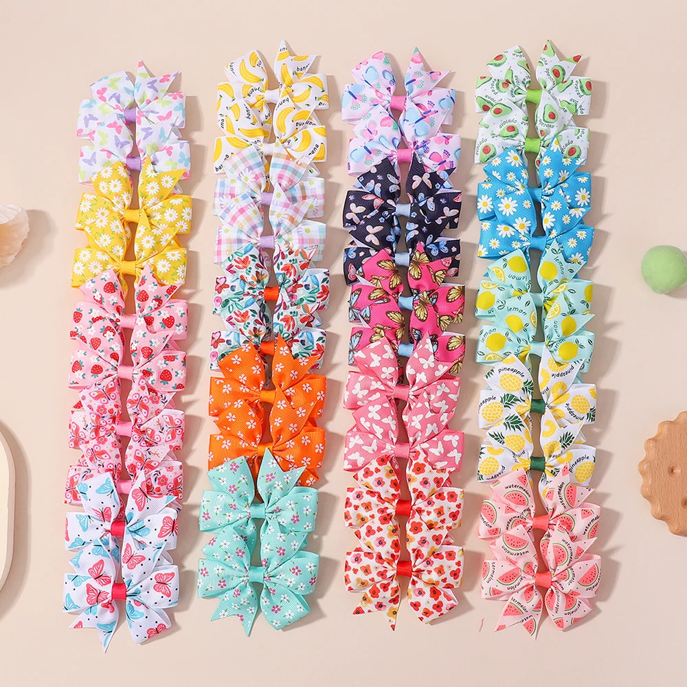 

40pcs Girl's Bow Hair Clips Summer Fruit Windmill Bowknots Alligator Sunflower Bow Hair Barrettes Headwear Hair Accessories