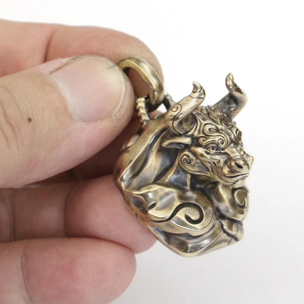 

Huge Brass Bull Man Pendant Mens Biker Rock Punk Jewelry BR390