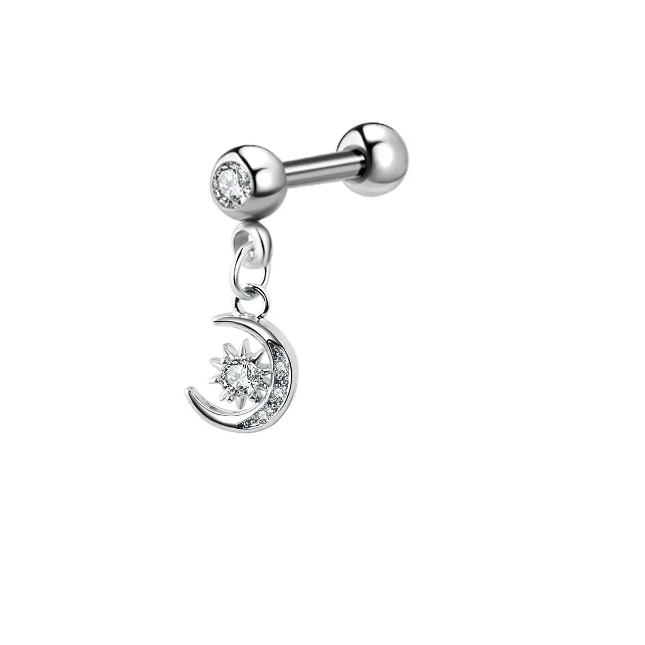 1PCS Kreuz Ohr Tragus Piercing Ohrring Stud Barbell Kristall Knorpel Stud Ohrring Helix Piercing Daith Schmuck Rook Conch Stud