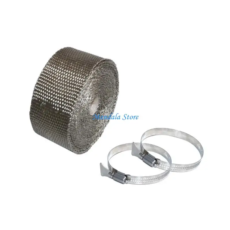 

U2JC Fireproof Ribbon with 4 Clamps Convenient Stove Pipe Wrap Tube for Camping Tent Adjustable Chimney Pipe Accessories