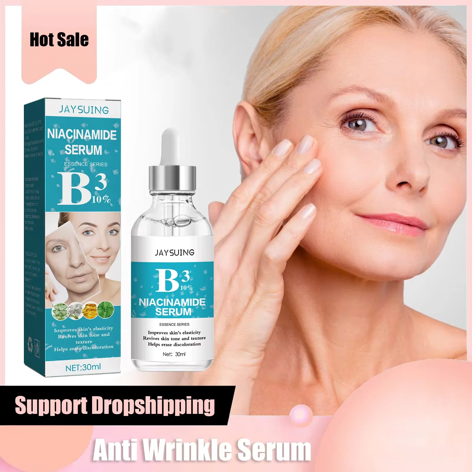 JAYSUING Nicotinamide Anti Wrinkle Serum Collagen Lifting Firming Fine Lines Repair Face Essence Smooth Facial Skin Care Serum