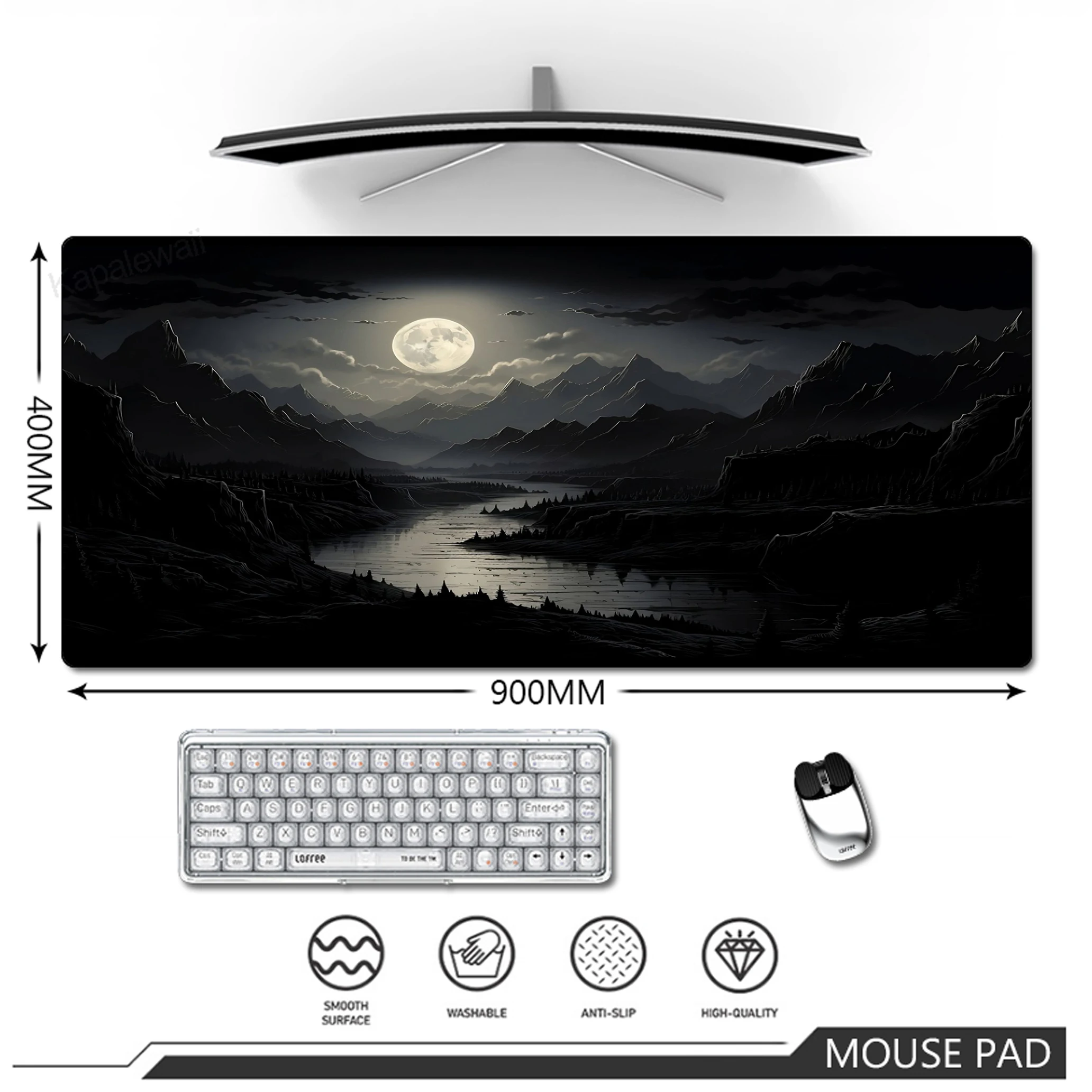 Night Moonlight Large Mouse Pad For Gamer Mausepad Gaming Speed Keyboard Pads Mous Mat Office Desk Protector Mat 100x50cm