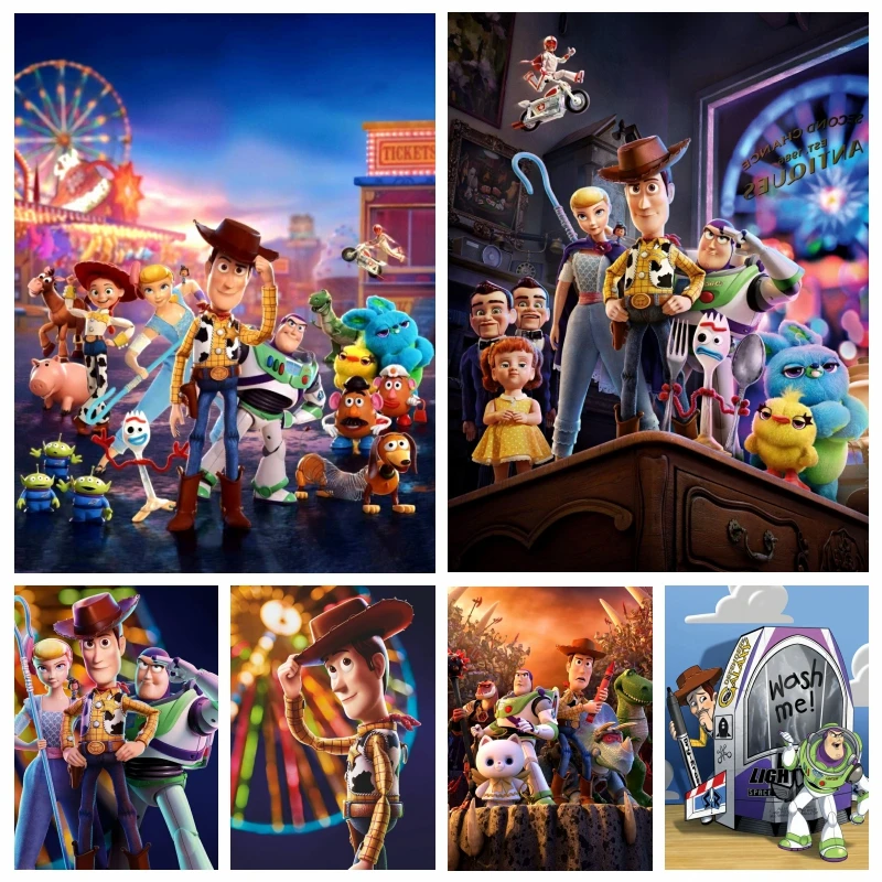 Toy Story 4 Disney Cartoon Movie zestawy do malowania diamentami Buzz Lightyear Woody artystyczne zdjęcie haft Cross Stitch Handwork Decor