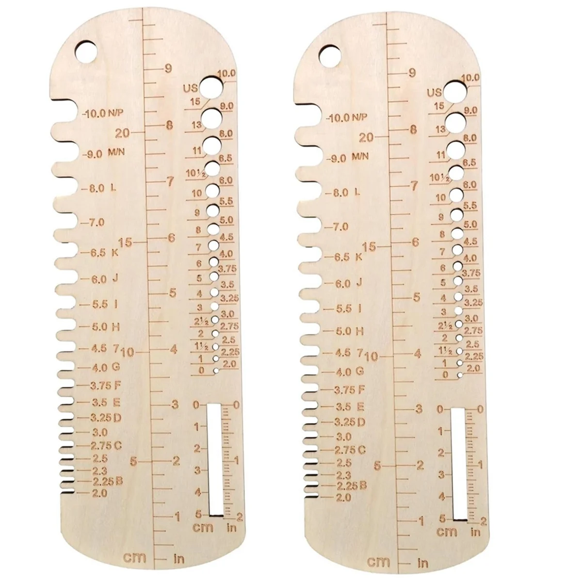 2PCS Sock Knitting Ruler Wooden Knitting Needle Size Gauge Measuring Tool Sock Accurate Ruler Knit Blocker for DIY