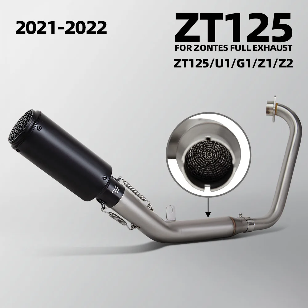 

For Zontes ZT125 U1 G1 Z1 Z2 2021-2025 Motorcycle Exhaust Full System Stainless Manifold Connect S1 Muffler