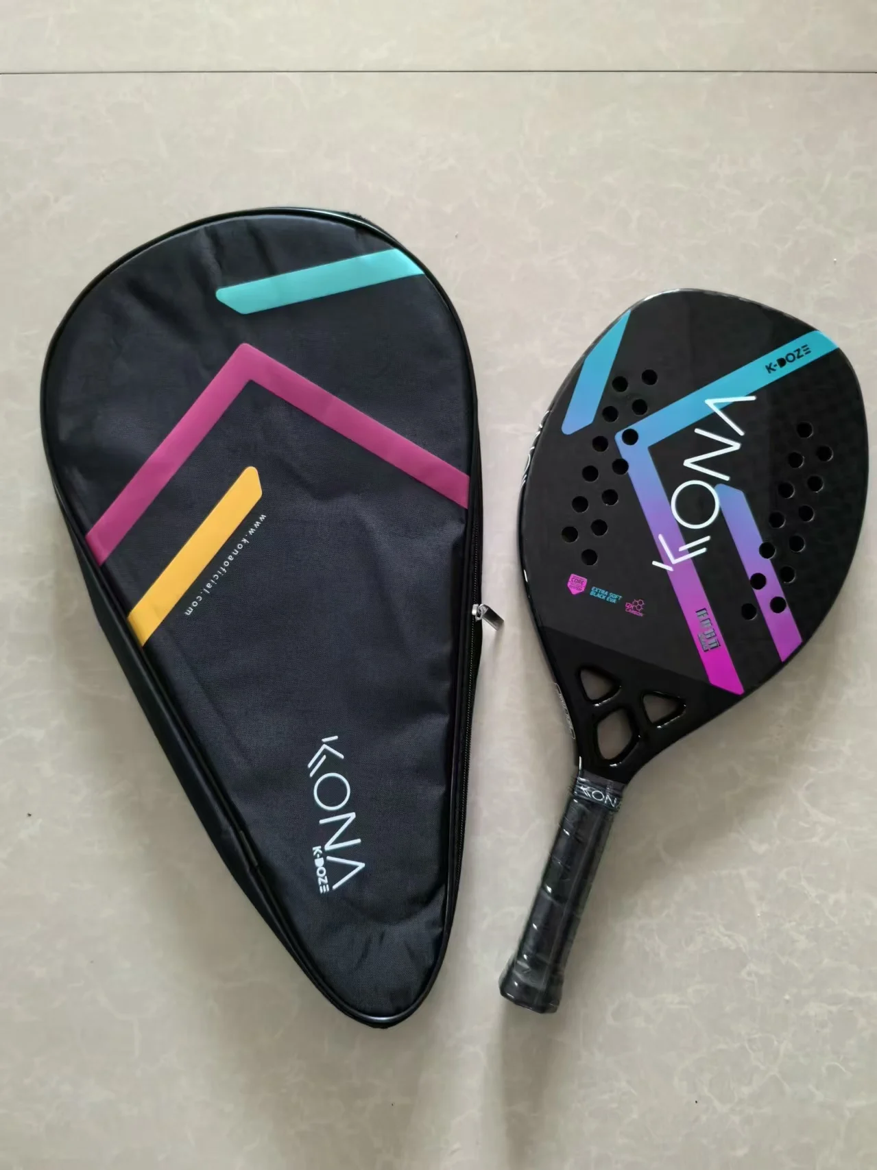 2024 kona New Professional Padel Paddle Tennis Racket Soft Face Carbon Fiber Soft EVA Face Sports Racquet Outdoors Equipment