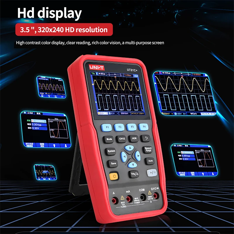 UNI-T UT81A+ UT81B+ Digital Oscilloscope มัลติมิเตอร์ UT81C+ UT81D+ เครื่องกําเนิดสัญญาณแบบพกพา 50MHZ 100MHZ Dual Channels