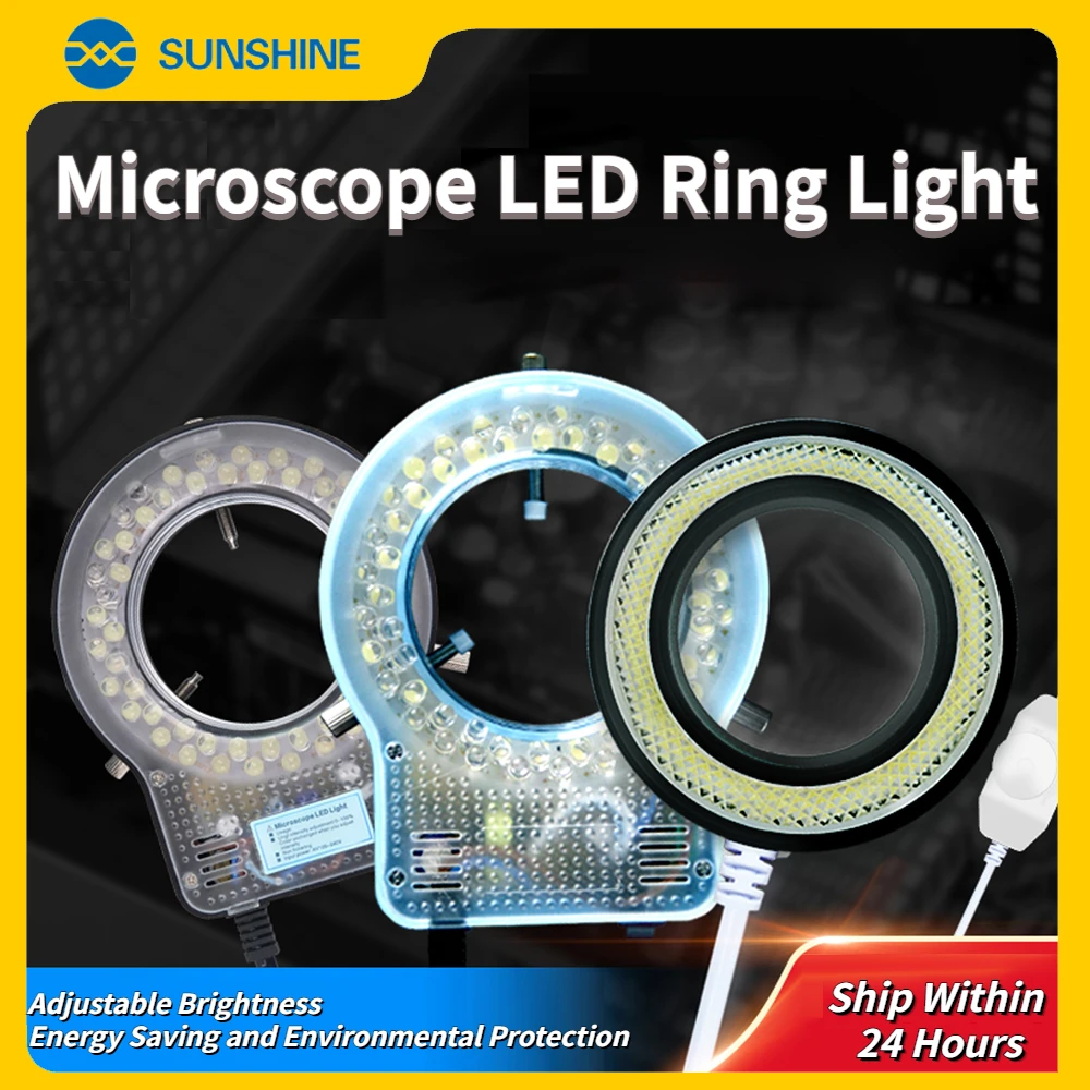 

SUNSHINE Microscope LED Ring White Light Source Single Cylinder Binocular Stereo Microscope Ring Lamp For Stereo Microscope