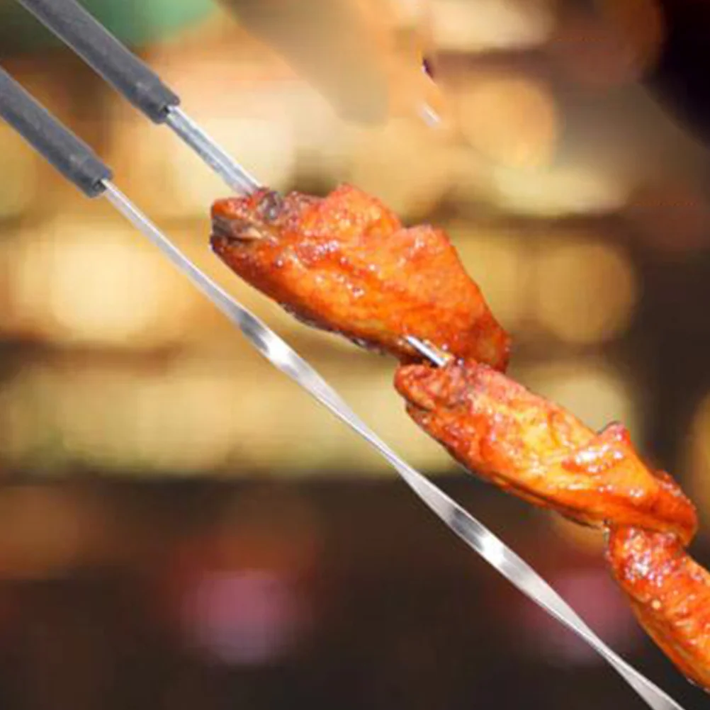 

8pcs Barbecue Fork Thickened Rustproof Skewer For Outdoor Bbq Camping Meat Fish Vegetable Grilling Tool Kitchen Bar Countertop