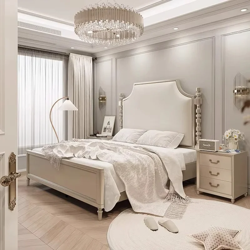 Luxury Frame Double Bed Designer Modern White Twin Bedroom Double Bed Full Size Floor Letto Matrimoniale Nordic Furniture