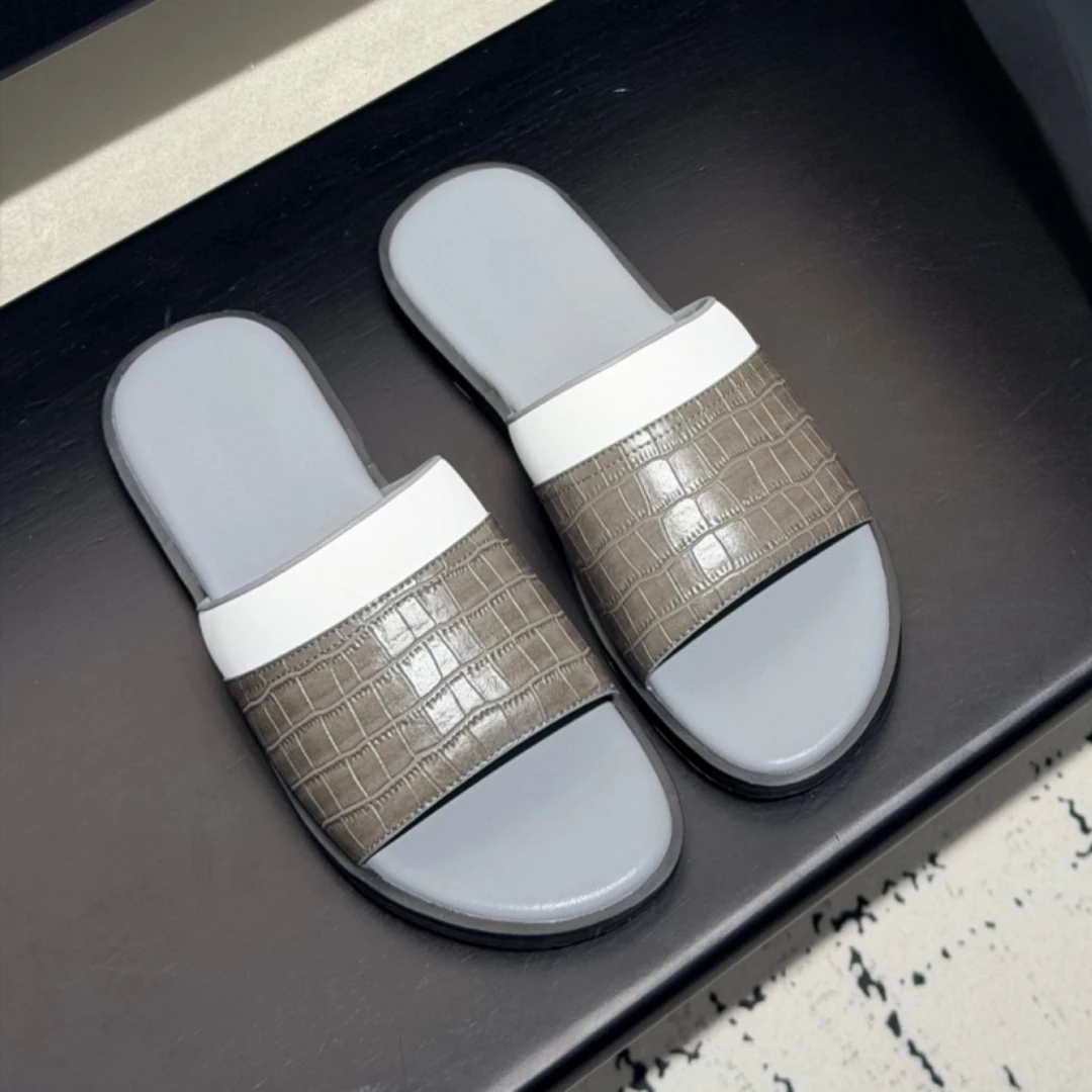 Handmade Cowhide Sandals Luxury Brand Men's Shoes Beach Fashion Slippers Gifts Indoor Outside Footwear Casual Business Slides