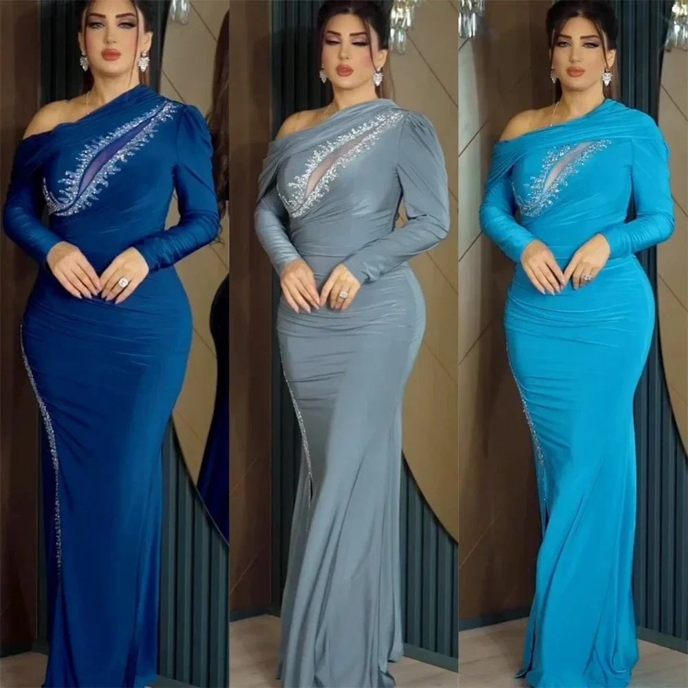 

Prom Dress Evening Saudi Arabia One Shoulder Column Floor Length Skirts Hugging Bespoke Occasion Dresses Dearin Ye Formal Gow