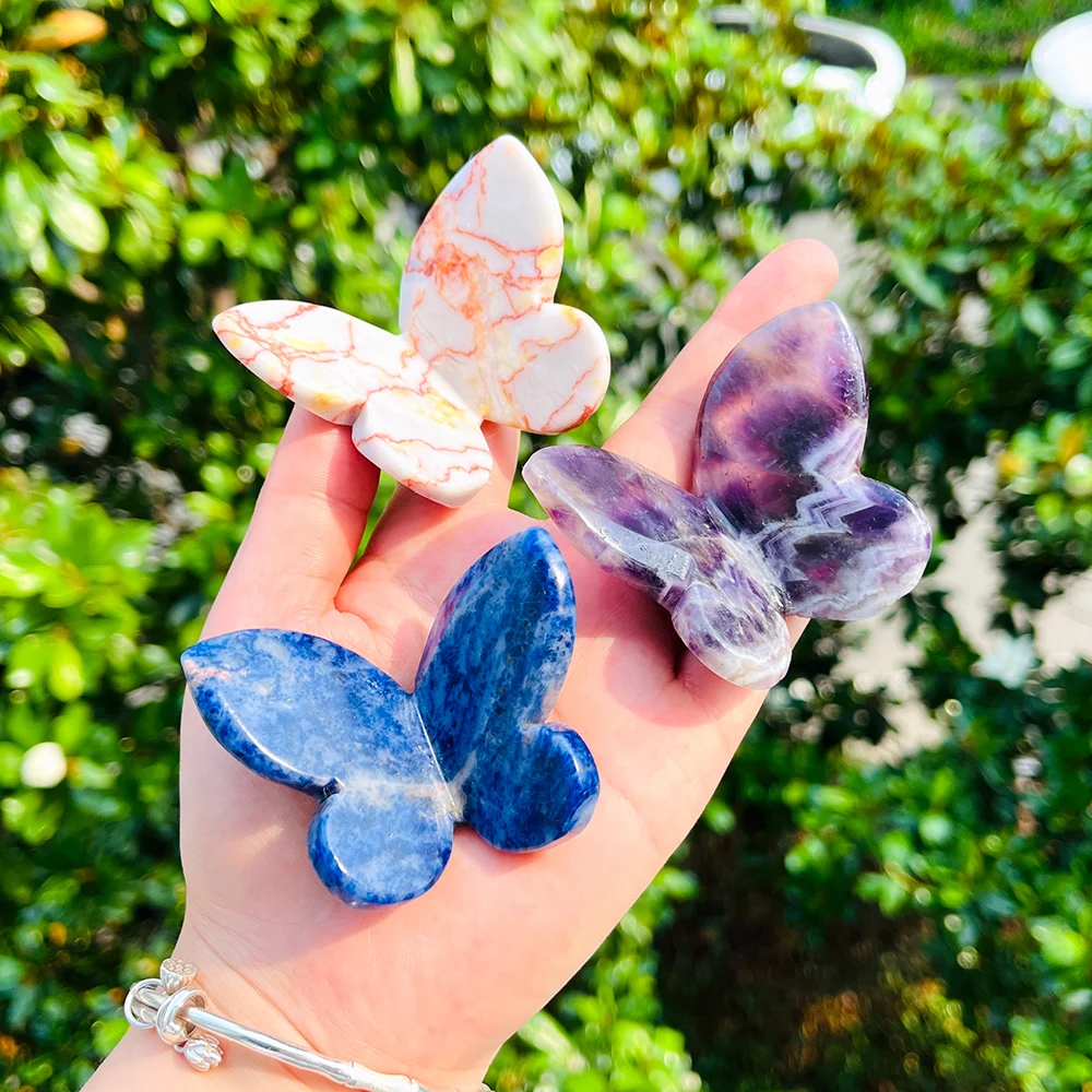 قطعة واحدة من فراشة كريستال ثلاثية الأبعاد منحوتة يدويًا - حرف يدوية على الطراز البوهيمي لصنع المجوهرات بنفسك، ديكور المنزل، عيد الأم، GIF لعيد الشكر