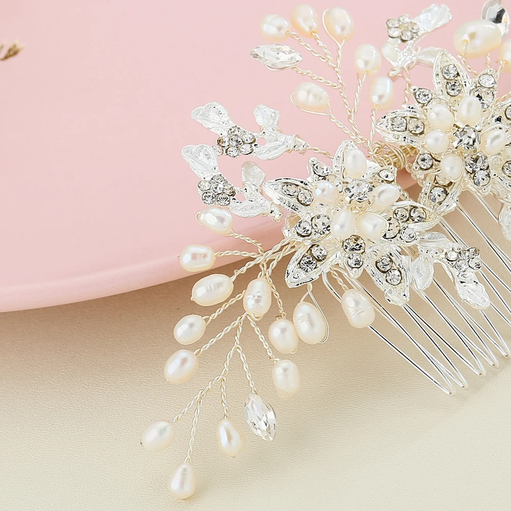 Braut-Haarschmuck Kristall Gold Silber Farbige Haarkämme für Frauen Braut-Kopfschmuck Party-Schmuck Brautjungfern-Geschenk – Detail 4