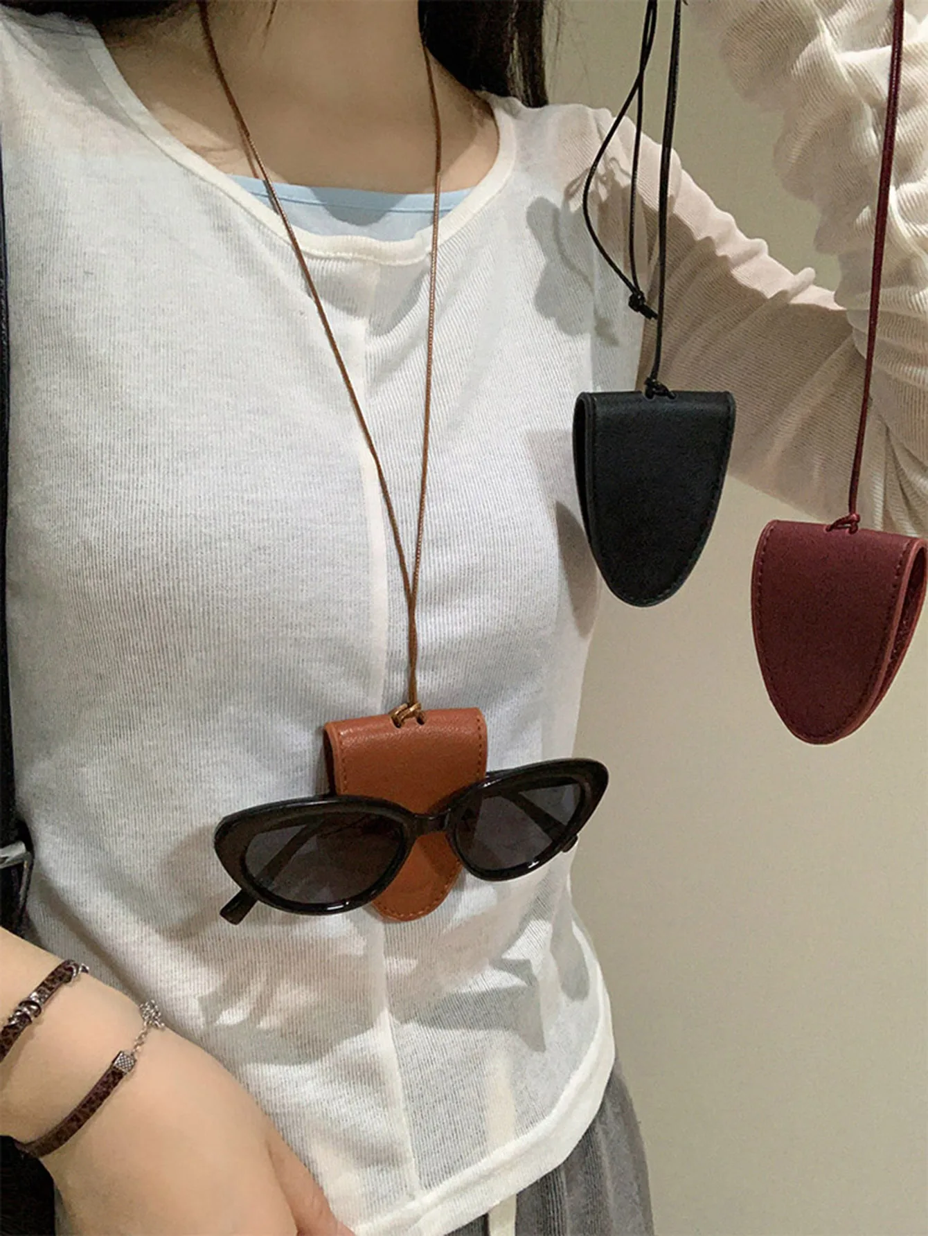 Tragbarer Reise-Brillen-Aufbewahrungsbeutel Minimalistischer Einfarbiger Magnetischer Sonnenbrillen-Brillenclip Anhänger-Accessoires für Männer und Frauen – Detail 13