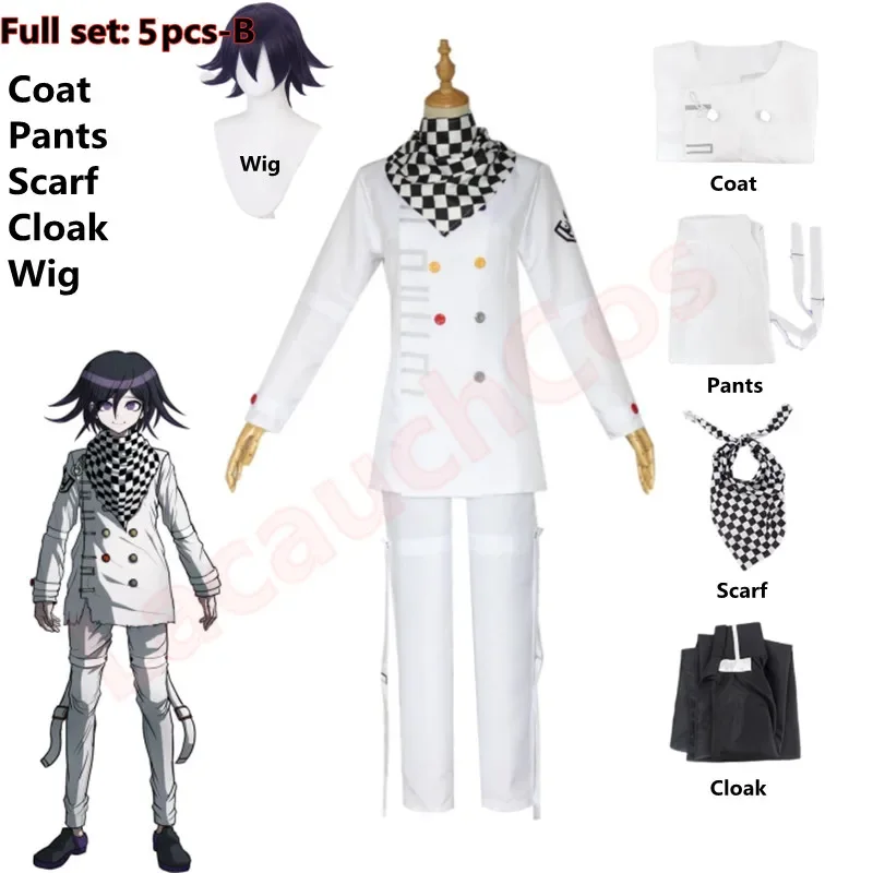 Animedanganronpa V3: Doden Harmonie Kokichi Oma President Cosplay Kostuum Witte Lange Mouw Broek Halloween Carnaval Hoed Pruik - afbeelding 1