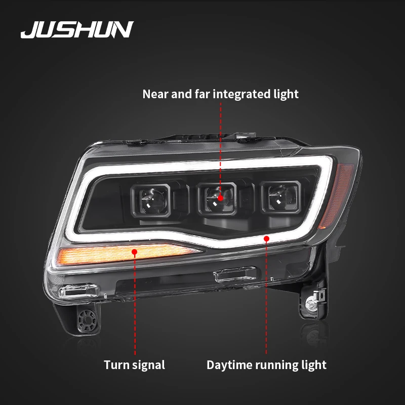 Car Head Lights For Jeep Compass Headlights 2011-2016 Front Light Headlamp High Low Beam Dynamic Turn Signal DRL Headlight