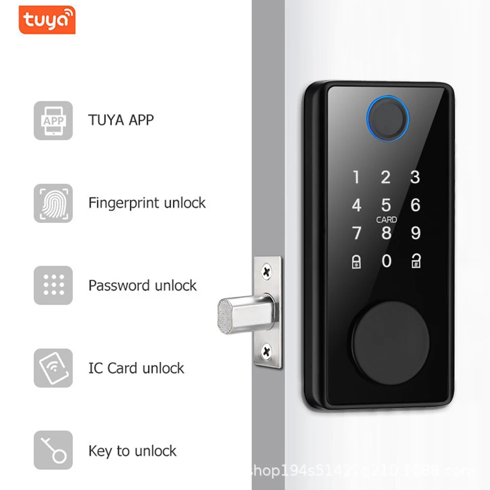 Tuya Mobile APP Smart Remote Control Fingerprint Biometrics Password Code Deadbolt Automatic Latch Lock