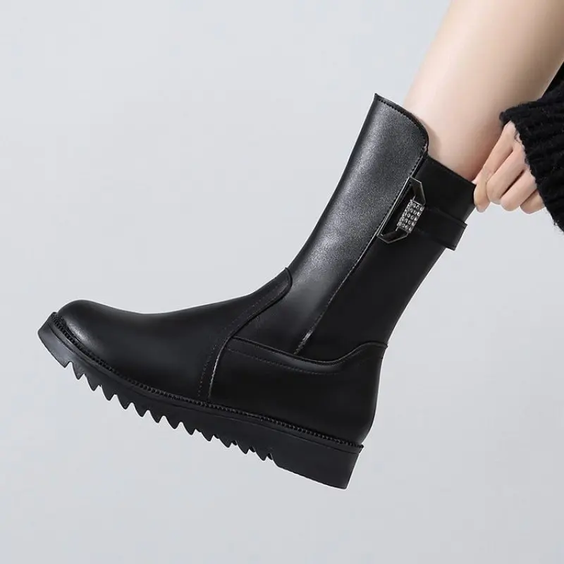 

2024 NEW Winter boots women Shoes Military shoes woman Non-slip Female Ankle Boots shoe genuine leather Women's motorcycle Boot