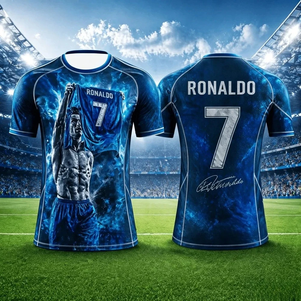 2026 Summer Special Edition Ronaldo 3D Print Children's Outfit Football Jersey T-shirt Loose/Comfortable Suitable for Daily Wear