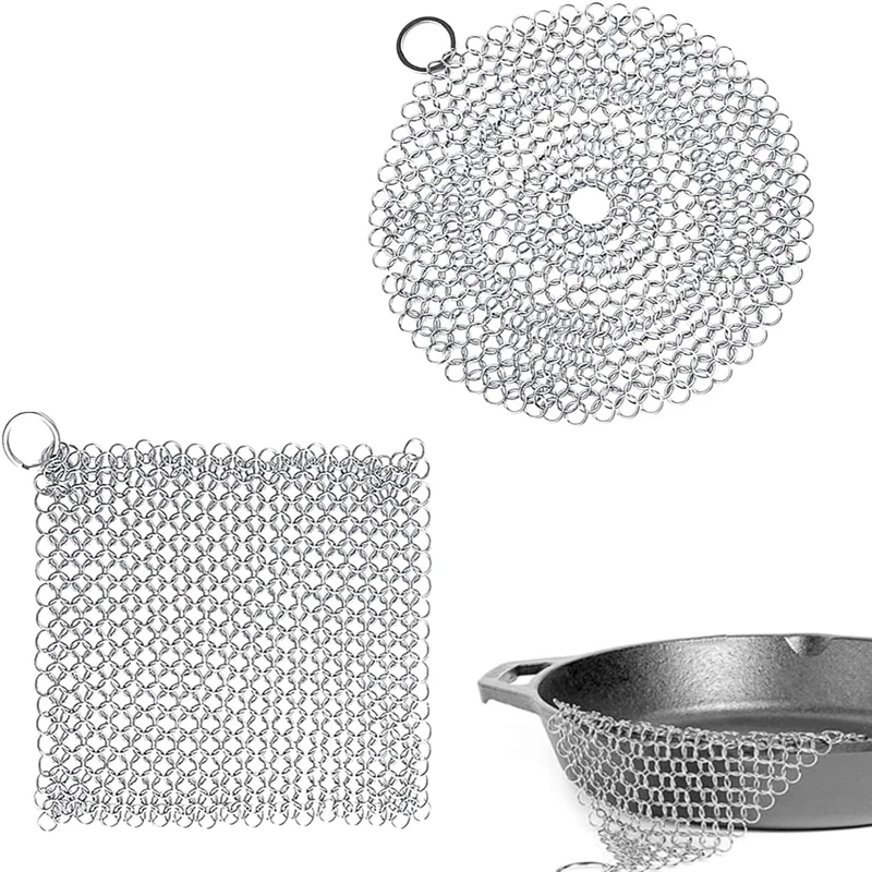 Limpiador de acero inoxidable, depurador de 3 tamaños, limpieza de cocina, herramienta de limpieza de red de lavado reutilizable, herramienta de limpieza de malla de cadena