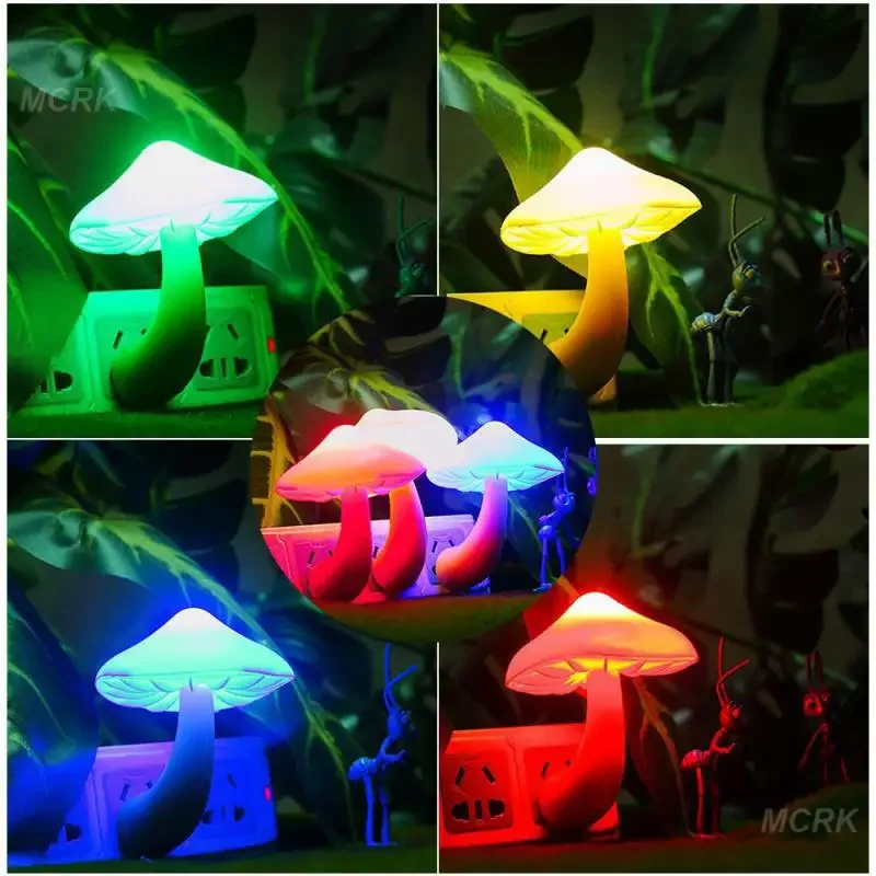 Worm Mushroom Lamp Plug-in Light Control Night Light Wholesale Yellow Light Worm Mushroom Light Control Night Light Home Decor